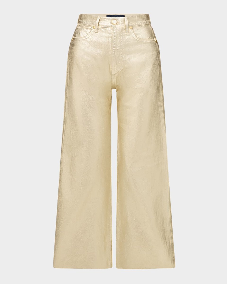 Taylor Metallic High-Rise Wide-Leg Cropped Jeans